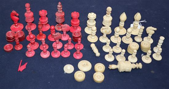 Mixed ivory and a bone gaming pieces